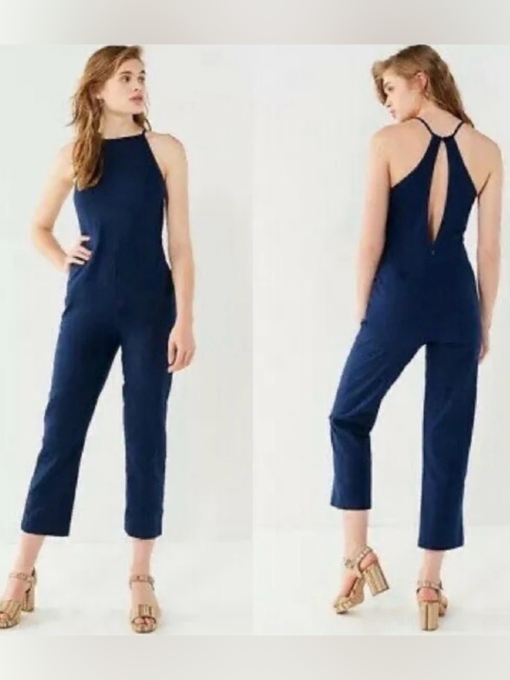 Urban Outfitters Blue Linen Blend Jumpsuit